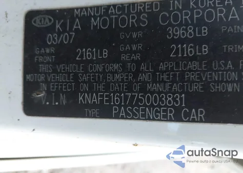 2007 Kia Spectra5 Sx из США, поврежденный, VIN KNAFE161775003831